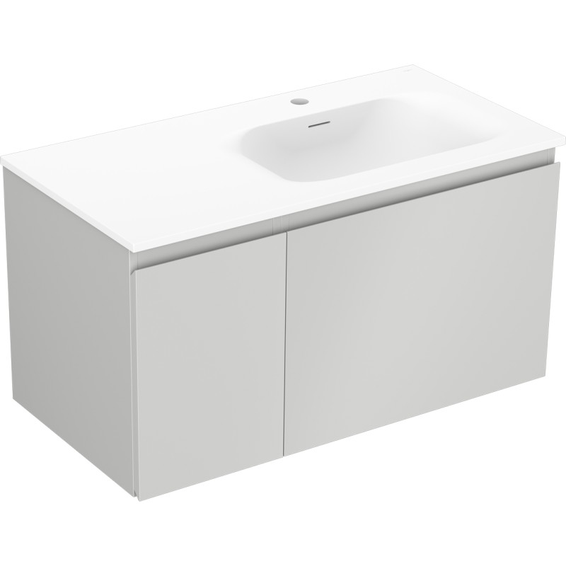 Mexen Orio meuble de salle de bain 90 cm avec lavabo Vela droit, 1S, 1D, gris mat/blanc mat - 91A13-09047-3-BBFF62-W23P01