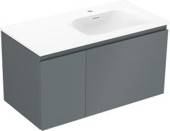 Mexen Orio Badezimmerschrank 90 cm mit Waschbecken Vela rechts, 1S, 1D, Graphit matt/Weiß matt - 91A13-09047-3-BBFF66-W23P01