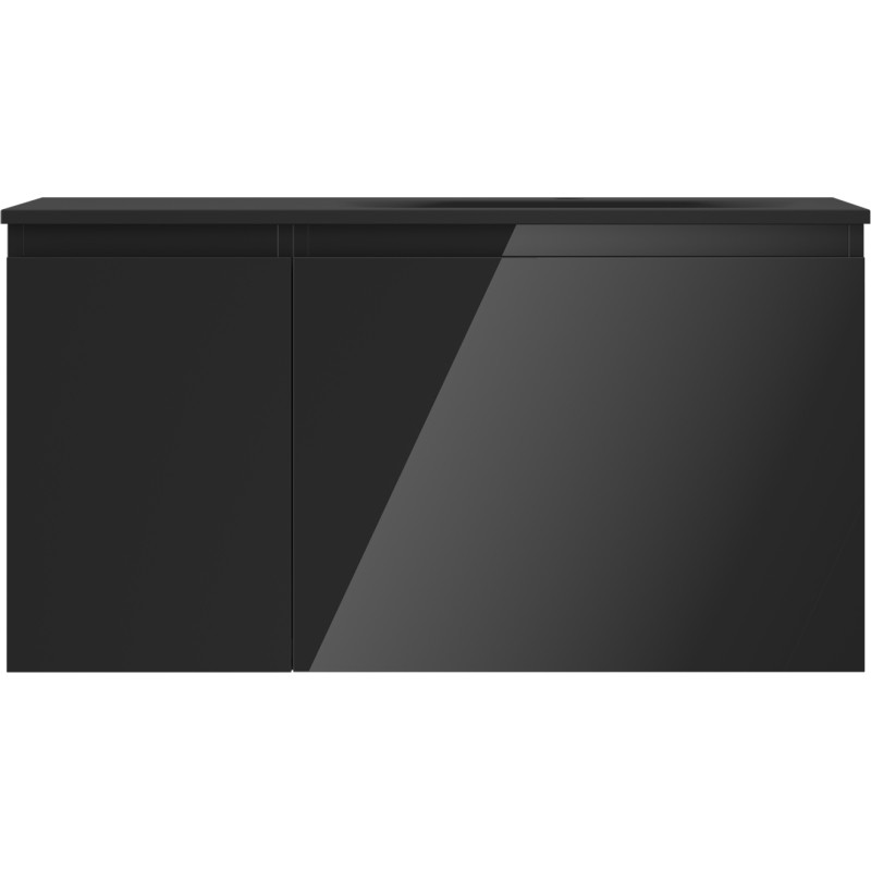 Mexen Orio armario de baño de 90 cm con lavabo Vela derecho, 1S, 1D, negro brillo/negro mate - 91A13-09047-3-BBFF70-W23P71