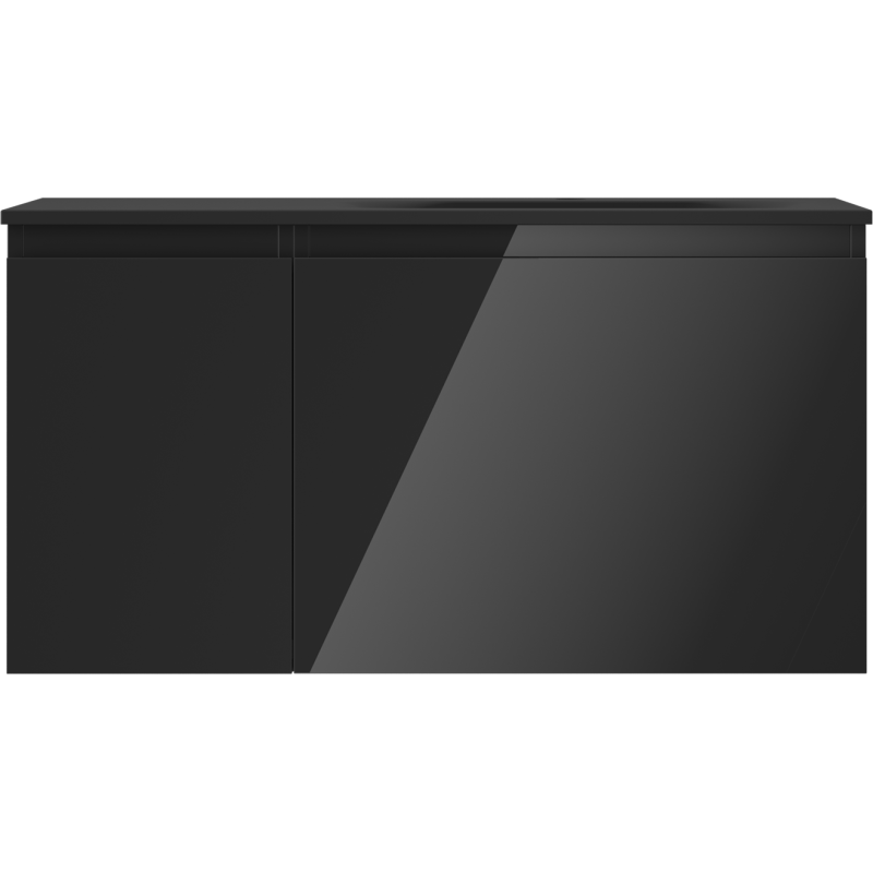 Mexen Orio armoire de salle de bain 90 cm avec lavabo Vela à droite, 1S, 1D, noir brillant/noir mat