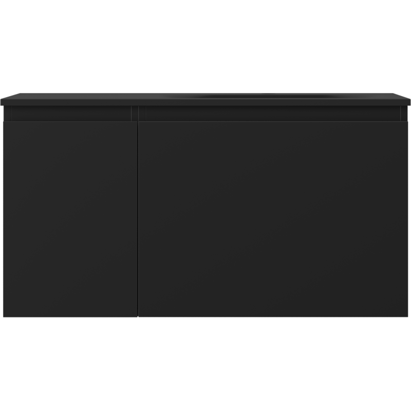 Mexen Orio Badezimmerschrank 90 cm mit Waschbecken Vela rechts, 1S, 1D, schwarz matt - 91A13-09047-3-BBFF71-W23P71