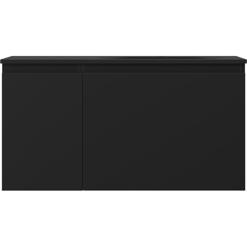 Mexen Orio szafka łazienkowa 90 cm z umywalką Vela prawą, 1S, 1D, czarna mat - 91A13-09047-3-BBFF71-W23P71