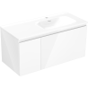 Mexen Orio 100 cm bathroom cabinet with Vela right sink, 1S, 1D, white gloss - 91A13-10047-3-BBFF00-W23P00
