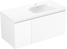Mexen Orio Badezimmerschrank 100 cm mit Waschtisch Vela rechts, 1S, 1D, weiß matt - 91A13-10047-3-BBFF01-W23P01