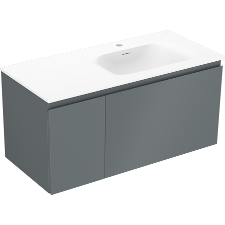 Mexen Orio 100 cm bathroom cabinet with Vela sink right, 1S, 1D, matte graphite/white matte - 91A13-10047-3-BBFF66-W23P01