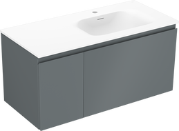 Mexen Orio Badezimmerschrank 100 cm mit Waschbecken Vela rechts, 1S, 1D, grafit matt/weiß matt - 91A13-10047-3-BBFF66-W23P01