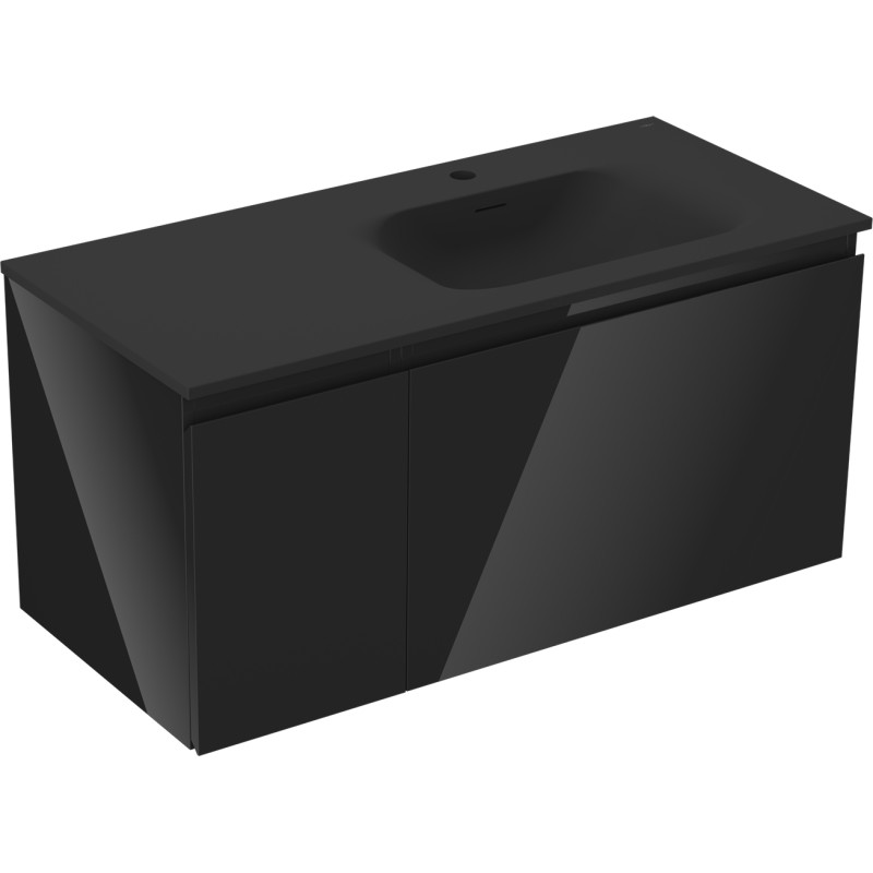 Mexen Orio mobile bagno 100 cm con lavabo Vela destro, 1S, 1D, nero lucido/nero opaco - 91A13-10047-3-BBFF70-W23P71