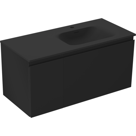 Mexen Orio 100 cm Bathroom Cabinet with Right Sink Vela, 1S, 1D, Black Matte - 91A13-10047-3-BBFF71-W23P71