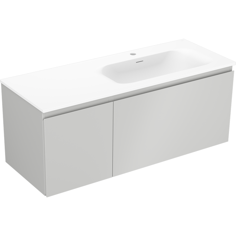 Mexen Orio meuble de salle de bain 120 cm avec lavabo Vela à droite, 1S, 1D, gris mat/blanc mat - 91A13-12047-3-BBFF62-W23P01