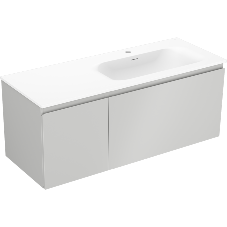 Mexen Orio Badezimmerunterschrank 120 cm mit Waschbecken Vela rechts, 1S, 1D, grau matt/weiß matt - 91A13-12047-3-BBFF62-W23P01