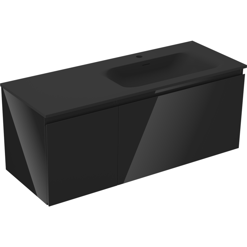 Mexen Orio Armário de casa de banho 120 cm com lavatório Vela direito, 1S, 1D, preto brilho/preto mate