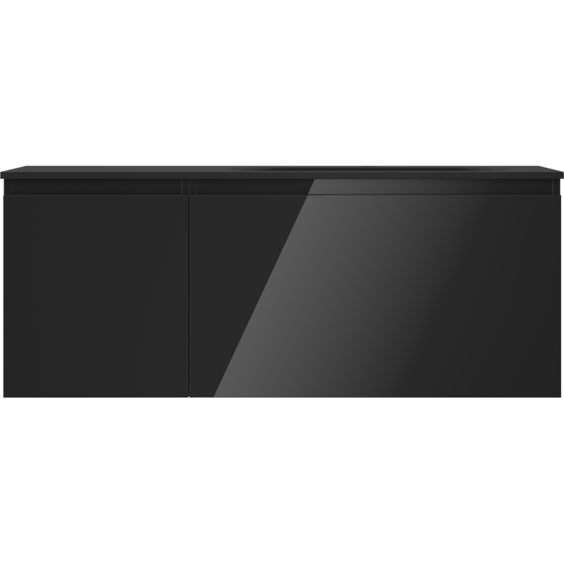 Mexen Orio Armário de casa de banho 120 cm com lavatório Vela direito, 1S, 1D, preto brilho/preto mate