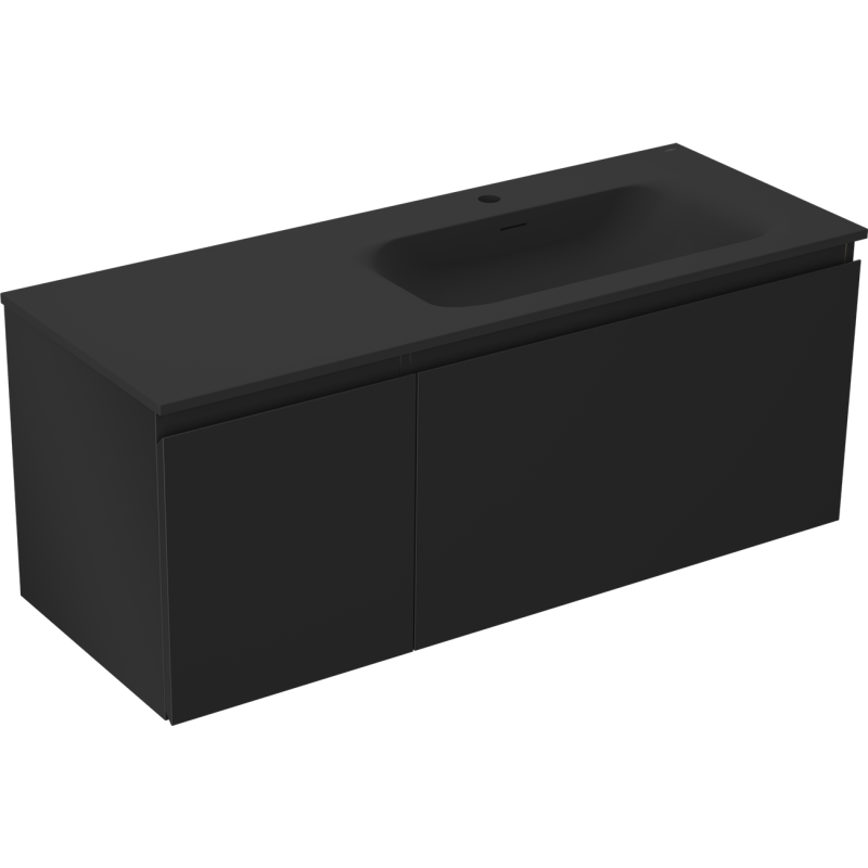 Mexen Orio armadietto da bagno 120 cm con lavabo Vela destro, 1S, 1D, nero opaco - 91A13-12047-3-BBFF71-W23P71