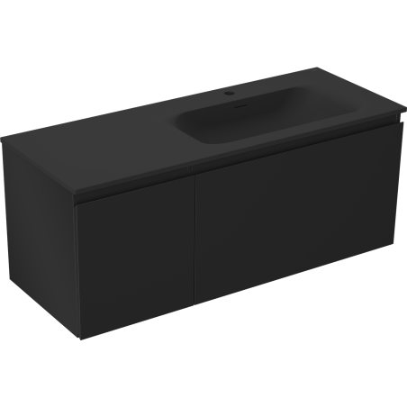 Mexen Orio Badezimmerschrank 120 cm mit Waschbecken Vela rechts, 1S, 1T, schwarz matt - 91A13-12047-3-BBFF71-W23P71