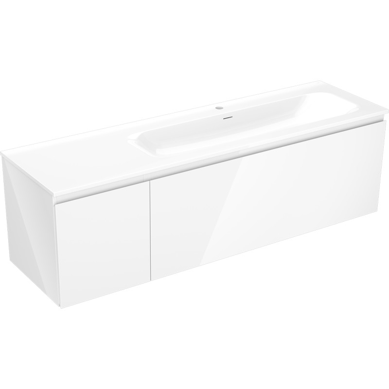 Mexen Orio badkamerkast 160 cm met wastafel Vela rechts, 1L, 1D, witte glans - 91A13-16047-3-BBFF00-W23P00
