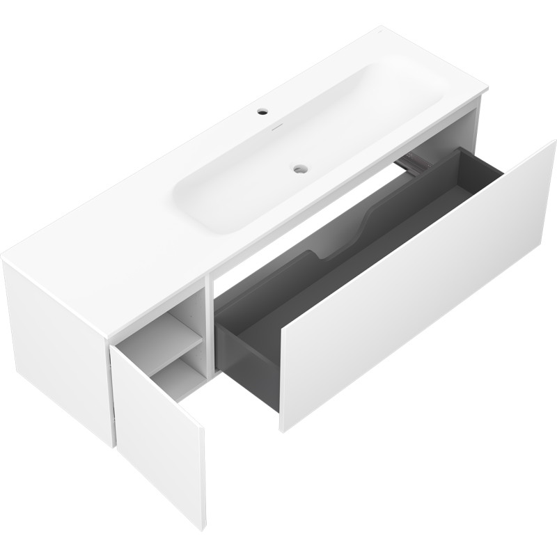 Mexen Orio armoire de salle de bain 160 cm avec lavabo Vela à droite, 1S, 1D, blanc mat - 91A13-16047-3-BBFF01-W23P01