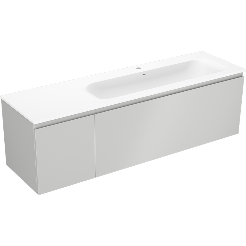 Mexen Orio meuble de salle de bain 160 cm avec lavabo Vela droit, 1S, 1D, gris mat/blanc mat - 91A13-16047-3-BBFF62-W23P01