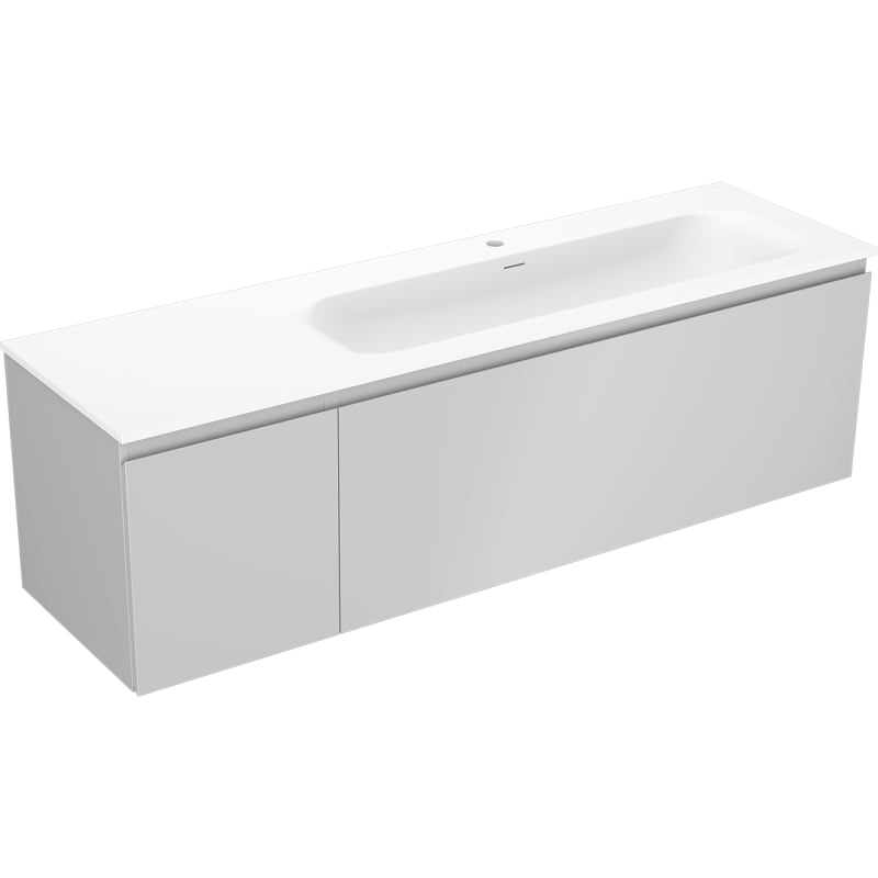Mexen Orio szafka łazienkowa 160 cm z umywalką Vela prawą, 1S, 1D, szara mat/biała mat - 91A13-16047-3-BBFF62-W23P01