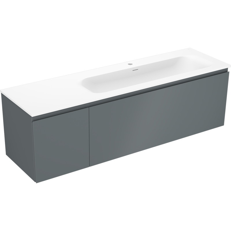 Mexen Orio badkamerkast 160 cm met wastafel Vela rechts, 1S, 1D, grafiet mat/wit mat - 91A13-16047-3-BBFF66-W23P01