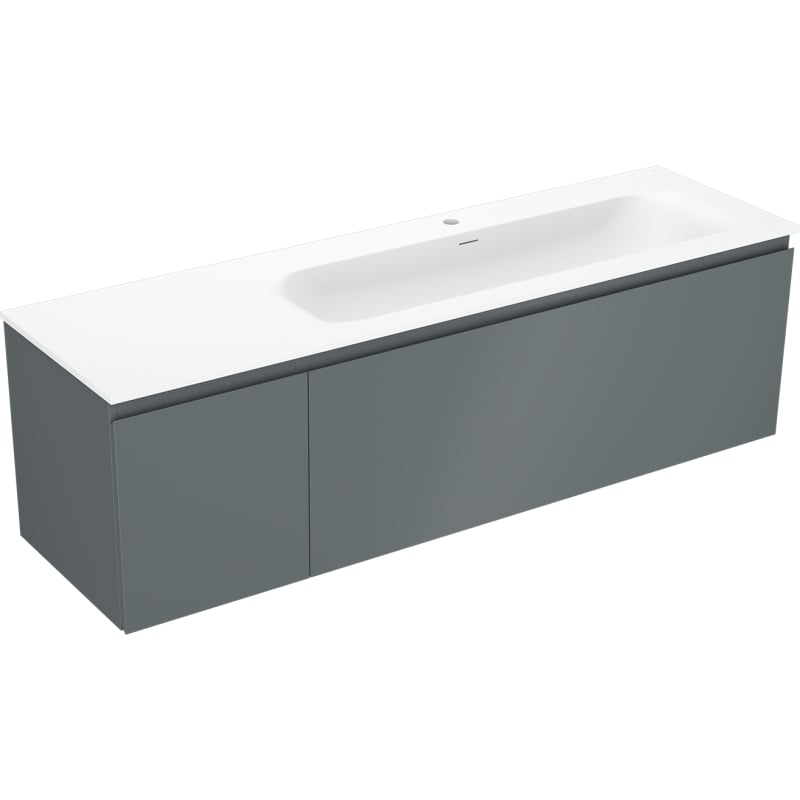 Mexen Orio szafka łazienkowa 160 cm z umywalką Vela prawą, 1S, 1D, grafit mat/biała mat - 91A13-16047-3-BBFF66-W23P01