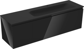 Mexen Orio armario de baño de 160 cm con lavabo Vela derecho, 1 cajón, 1 puerta, negro brillo/negro mate