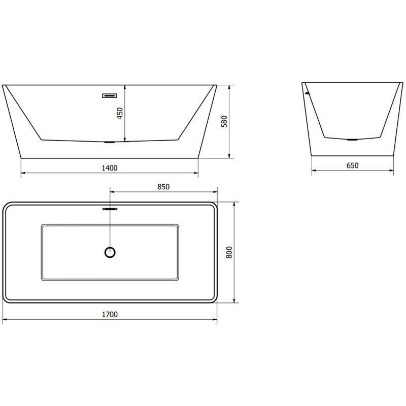 Mexen Malaga vann, mis asub eraldi, 170 x 80 cm, valge - 51421708000