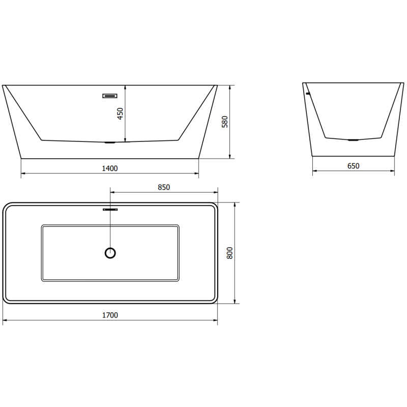 Mexen Malaga vasca da bagno autonoma 170 x 80 cm, bianca - 51421708000
