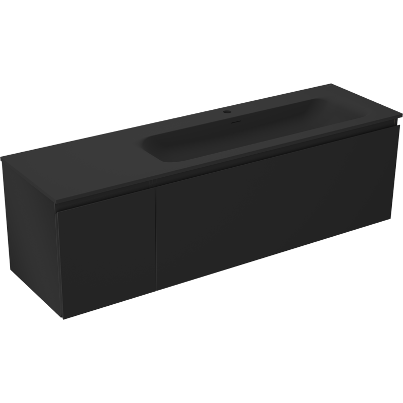 Mexen Orio meuble de salle de bain 160 cm avec lavabo Vela à droite, 1S, 1D, noir mat - 91A13-16047-3-BBFF71-W23P71