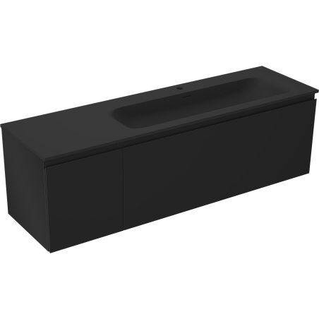 Mexen Orio mobiletto da bagno 160 cm con lavabo Vela a destra, 1S, 1D, nero opaco - 91A13-16047-3-BBFF71-W23P71