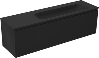 Mexen Orio armario de baño 160 cm con lavabo Vela a la derecha, 1S, 1D, negro mate - 91A13-16047-3-BBFF71-W23P71