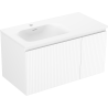 Mexen Rivel armoire de salle de bain 90 cm avec lavabo Vela à gauche, 1 tiroir, 1 porte, rainurée, blanc mat