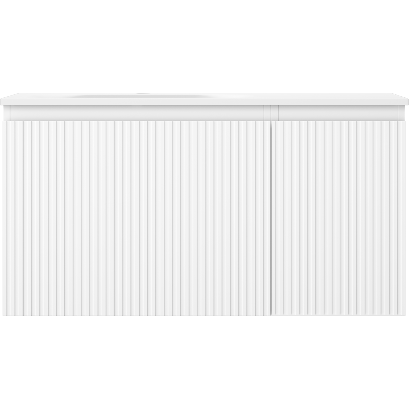 Mexen Rivel meuble de salle de bain 90 cm avec lavabo Vela à gauche, 1S, 1D, rainuré, blanc mat - 91A23-09047-3-BBFF01-W23L01