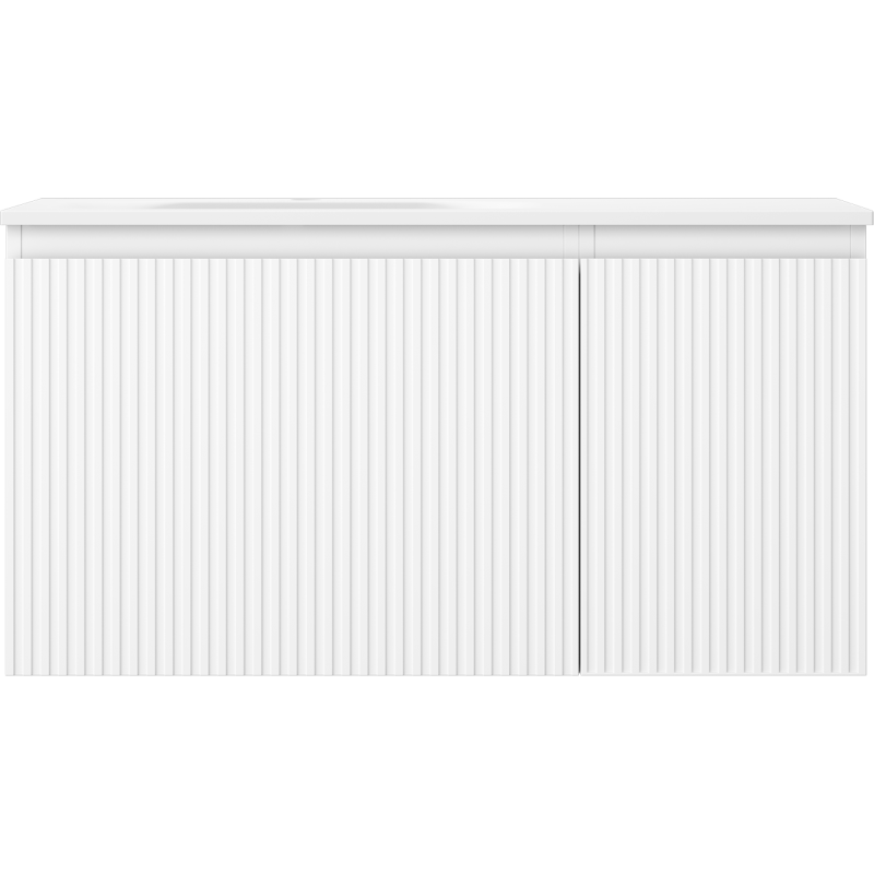 Mexen Rivel mobile da bagno 90 cm con lavabo Vela sinistro, 1S, 1D, scanalato, bianco opaco - 91A23-09047-3-BBFF01-W23L01