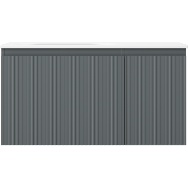 Mexen Rivel badmeubel 90 cm met wastafel Vela links, 1S, 1D, geribbeld, grafiet mat/wit mat - 91A23-09047-3-BBFF66-W23L01