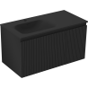 Mexen Rivel meuble de salle de bain 90 cm avec lavabo Vela gauche, 1S, 1D, rainuré, noir mat - 91A23-09047-3-BBFF71-W23L71