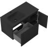 Mexen Rivel Badezimmerschrank 90 cm mit linker Vela-Waschbecken, 1S, 1D, gerillt, schwarz matt - 91A23-09047-3-BBFF71-W23L71