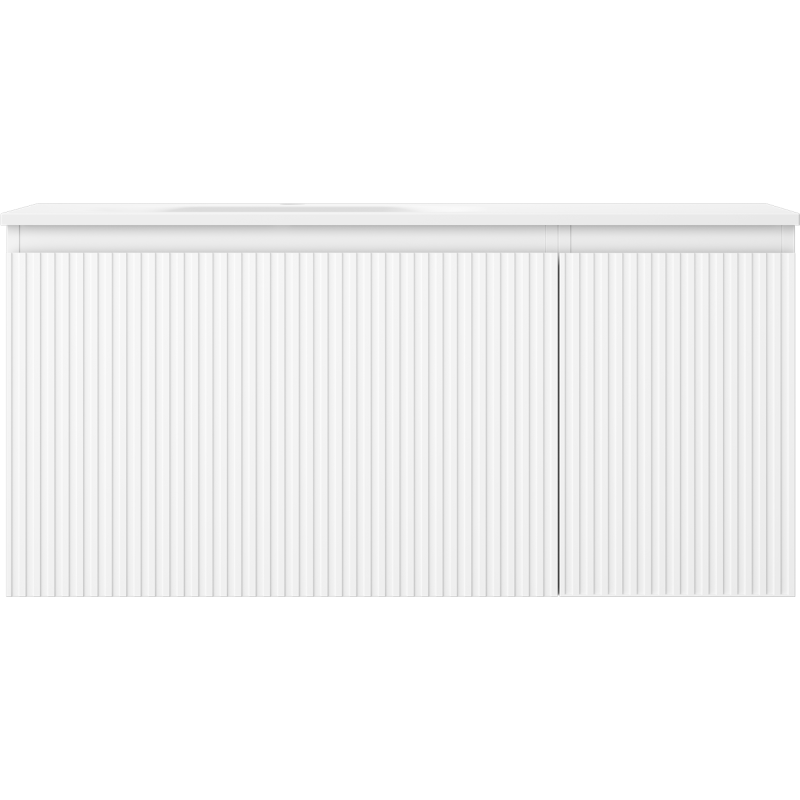 Mexen Rivel meuble de salle de bains 100 cm avec lavabo Vela à gauche, 1S, 1D, rainuré, blanc mat - 91A23-10047-3-BBFF01-W23L01
