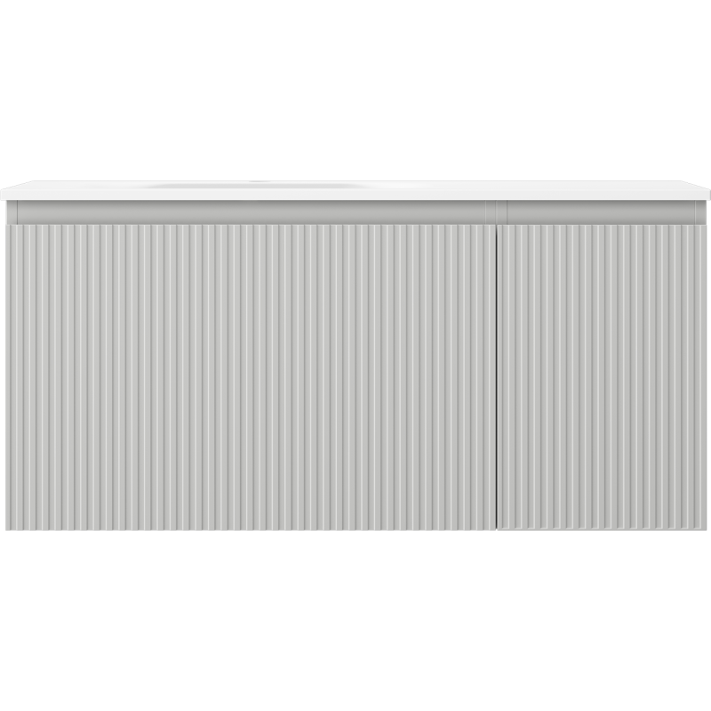 Mexen Rivel mobiletto da bagno 100 cm con lavabo Vela sinistro, 1S, 1D, scanalato, grigio opaco/bianco opaco