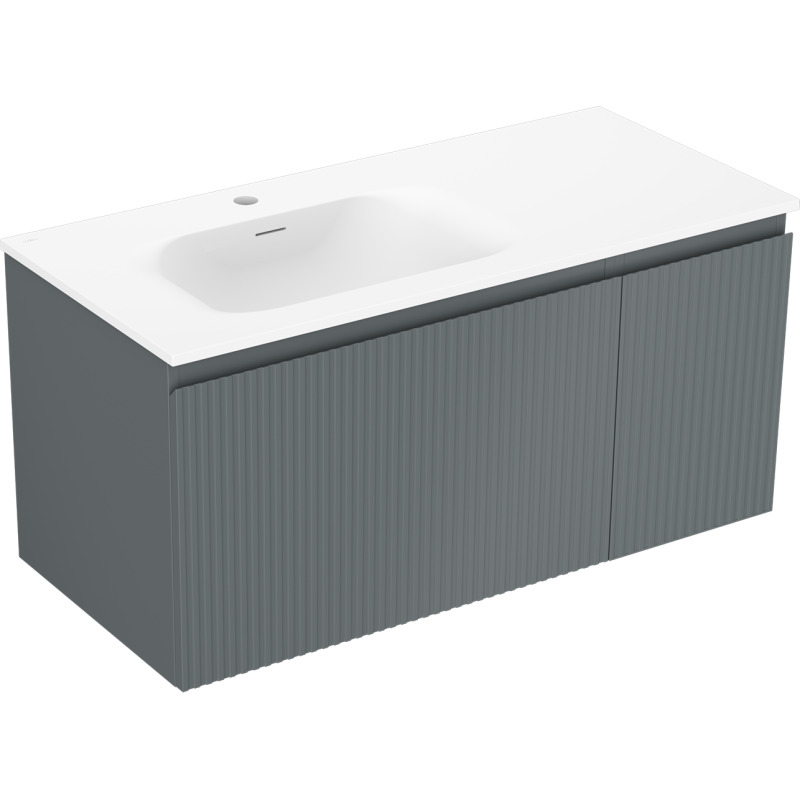 Mexen Rivel mobile bagno 100 cm con lavabo Vela sinistro, 1S, 1D, scanalato, grafite opaco/bianco opaco