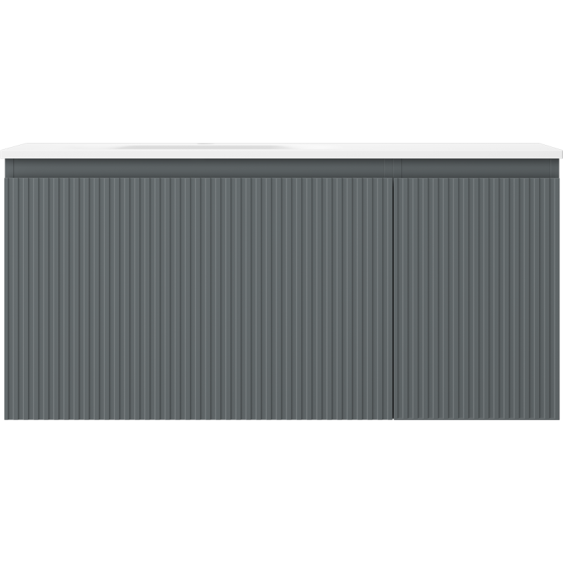 Mexen Rivel armoire de salle de bain 100 cm avec lavabo Vela gauche, 1S, 1D, rainurée, graphite mat/blanc mat