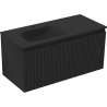 Mexen Rivel mueble de baño 100 cm con lavabo Vela izquierdo, 1S, 1D, estriado, negro mate - 91A23-10047-3-BBFF71-W23L71