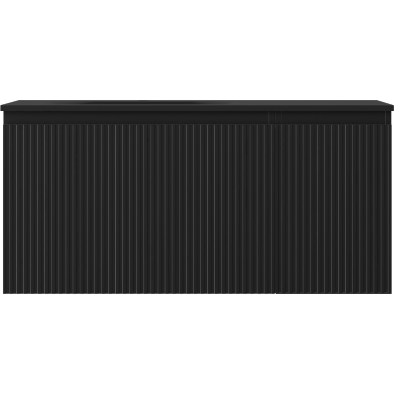 Mexen Rivel armoire de salle de bains 100 cm avec lavabo Vela gauche, 1S, 1D, rainurée, noir mat - 91A23-10047-3-BBFF71-W23L71