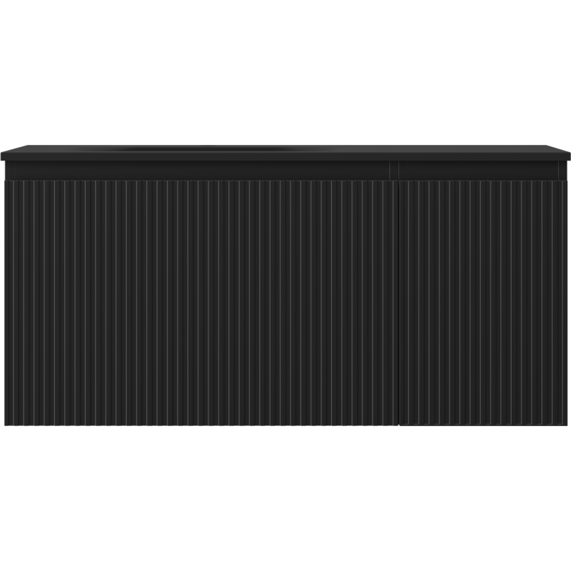 Mexen Rivel badkamerkast 100 cm met wastafel Vela links, 1S, 1D, geribbeld, zwart mat - 91A23-10047-3-BBFF71-W23L71
