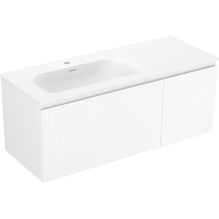 Mexen Rivel szafka łazienkowa 120 cm z umywalką Vela lewą, 1S, 1D, ryflowana, biała mat - 91A23-12047-3-BBFF01-W23L01