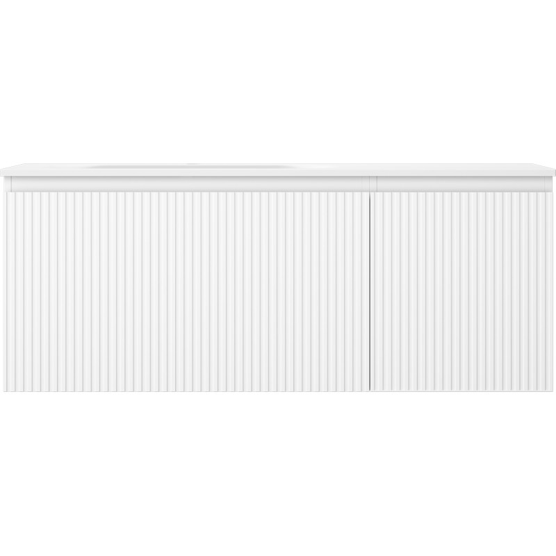 Mexen Rivel badkamerkast 120 cm met wastafel Vela links, 1S, 1D, gegroefd, wit mat - 91A23-12047-3-BBFF01-W23L01
