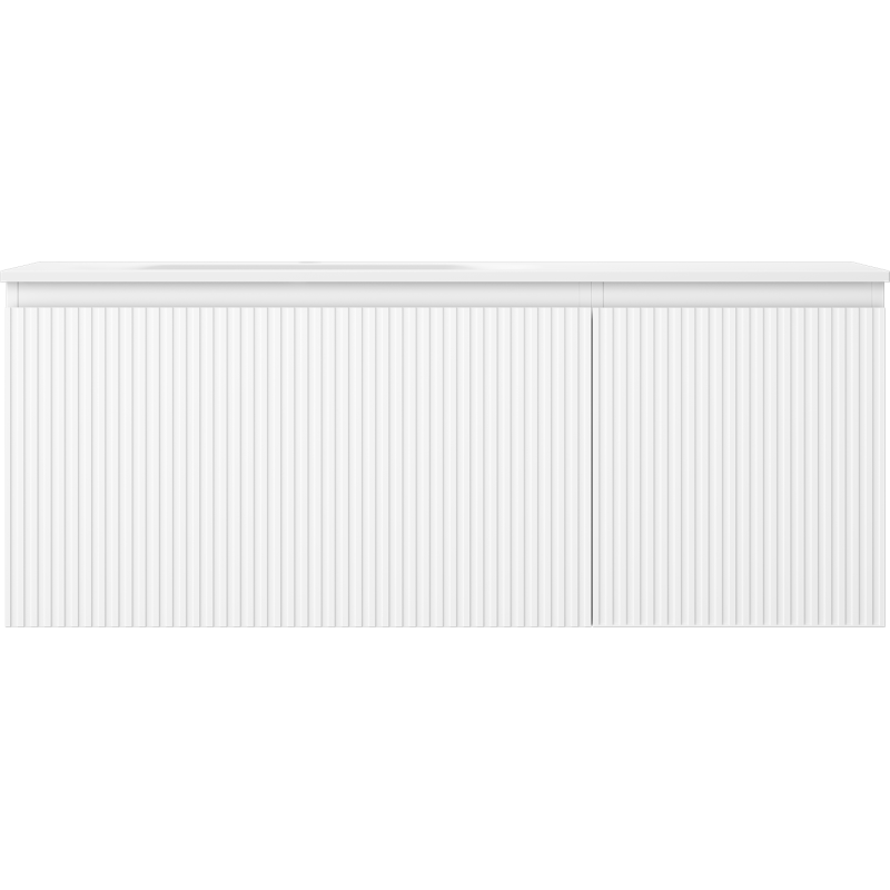 Mexen Rivel mueble de baño 120 cm con lavabo Vela izquierdo, 1S, 1D, estriado, blanco mate - 91A23-12047-3-BBFF01-W23L01