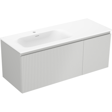 Mexen Rivel Buedzëmmer Schaf mat 120 cm mat Vela Lavabo lénks, 1S, 1D, geribbelt, gro mat/wäiss mat
