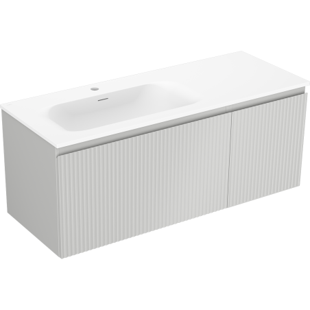 Mexen Rivel szafka łazienkowa 120 cm z umywalką Vela lewą, 1S, 1D, ryflowana, szara mat/biała mat - 91A23-12047-3-BBFF62-W23L01