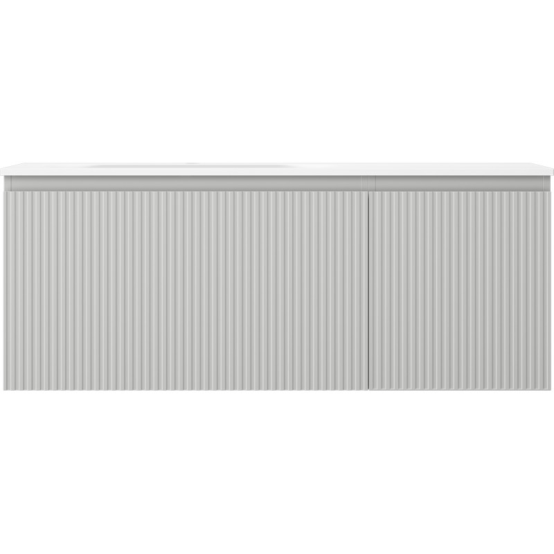 Mexen Rivel badkamerkast 120 cm met wastafel Vela links, 1S, 1D, geribbeld, grijs mat/wit mat - 91A23-12047-3-BBFF62-W23L01