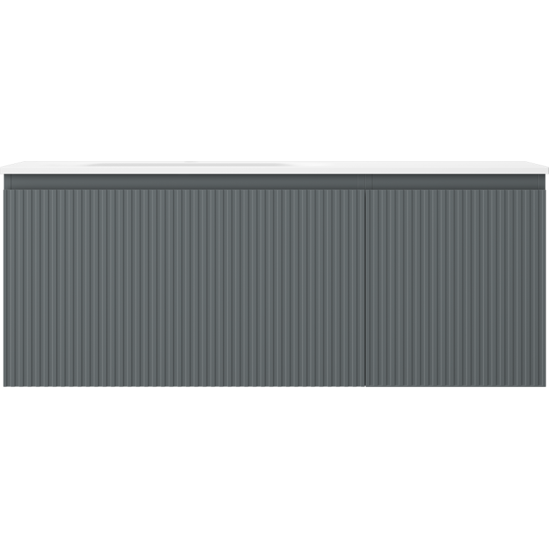 Mexen Rivel badkamerkast 120 cm met wastafel Vela links, 1S, 1D, geribd, grafiet mat/wit mat - 91A23-12047-3-BBFF66-W23L01